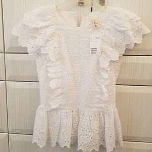 H&M laser cut white top